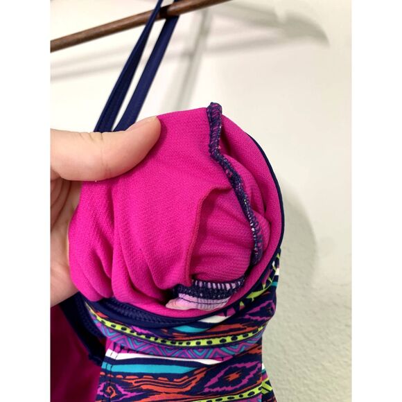Title Nine Pink Geometric Tankini Set Womens Sz L/XL Full Coverage Swimsuit - Picture 5 of 13